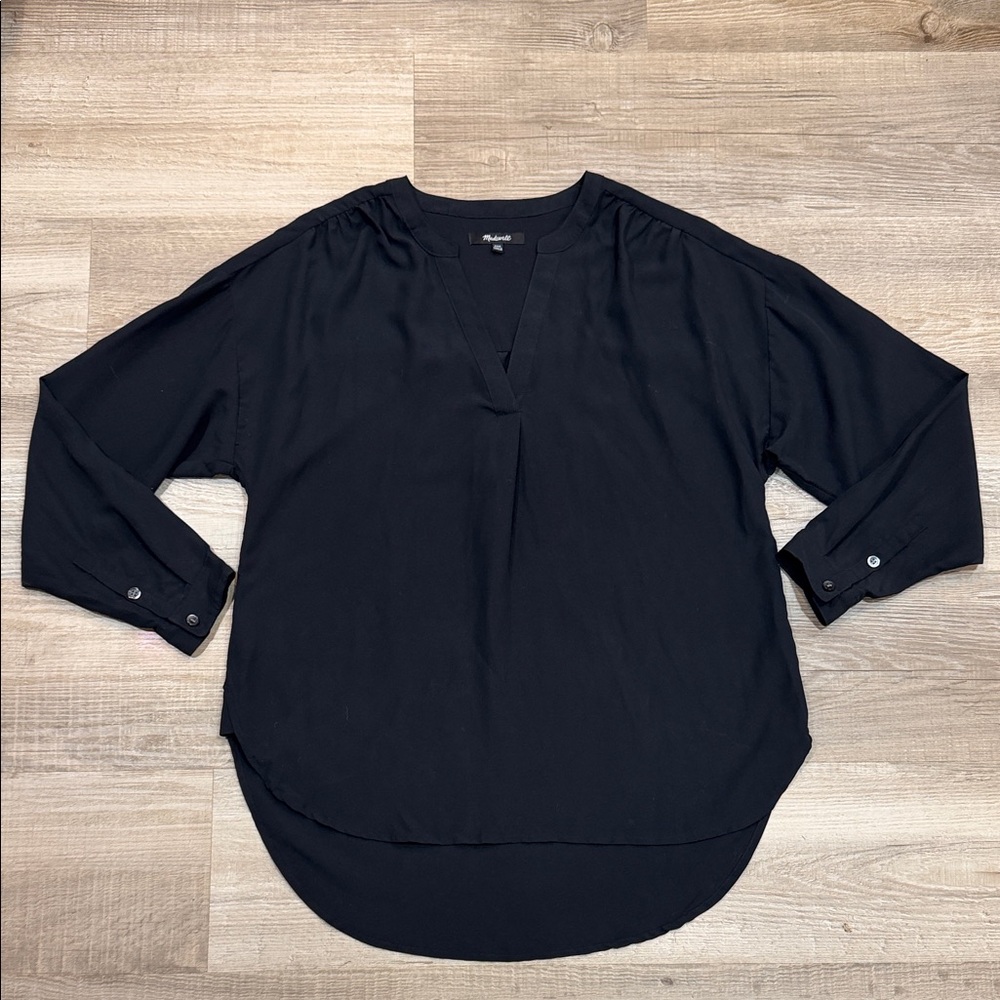 Madewell Women’s Black V-Neck Blouse, Size XXS
